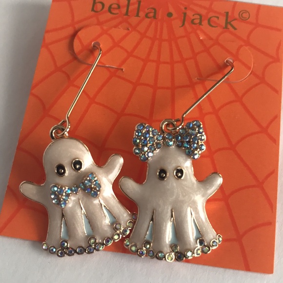 Ghost Crystal Drop Style Halloween Earrings By Bella Jack New On Card - Picture 6 of 7
